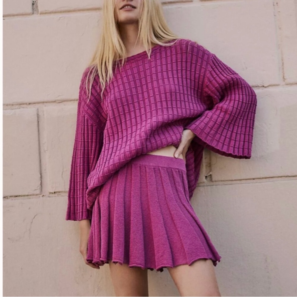Free people Kenzie sweater set  Pink/ purple